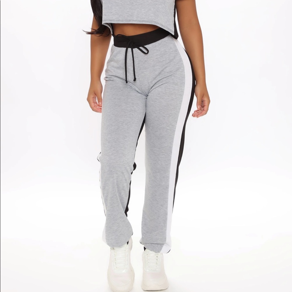 Fashion Nova Grey Striped Sweats